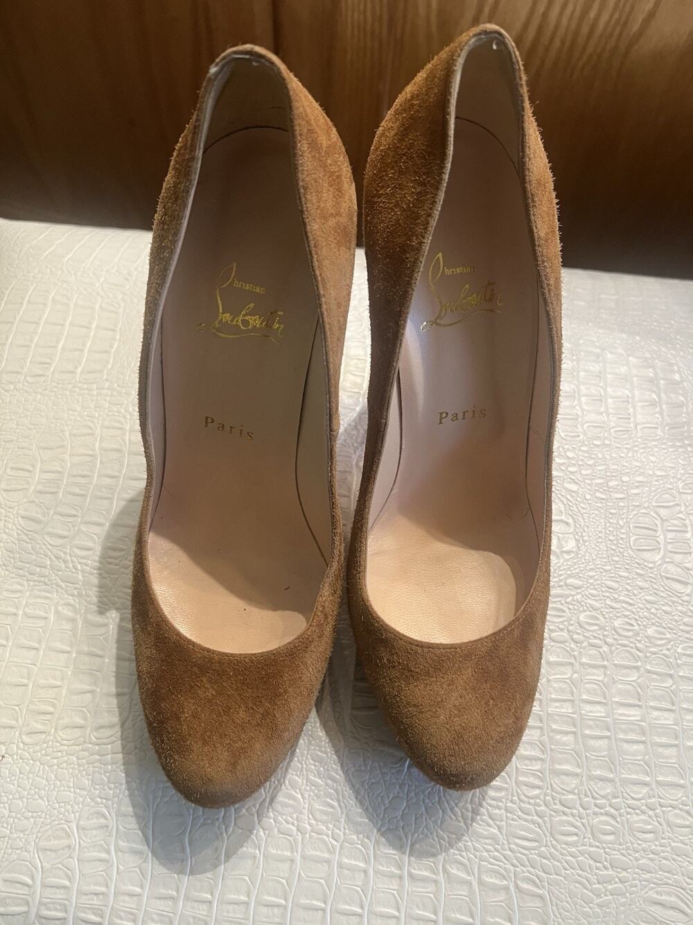Christian Louboutin Brown Suede Pumps